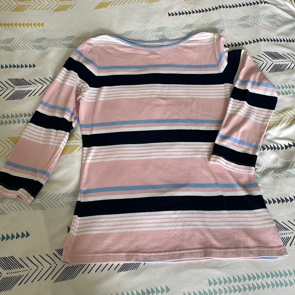 Women’s Chaps 3/4 in sleeves pink striped top